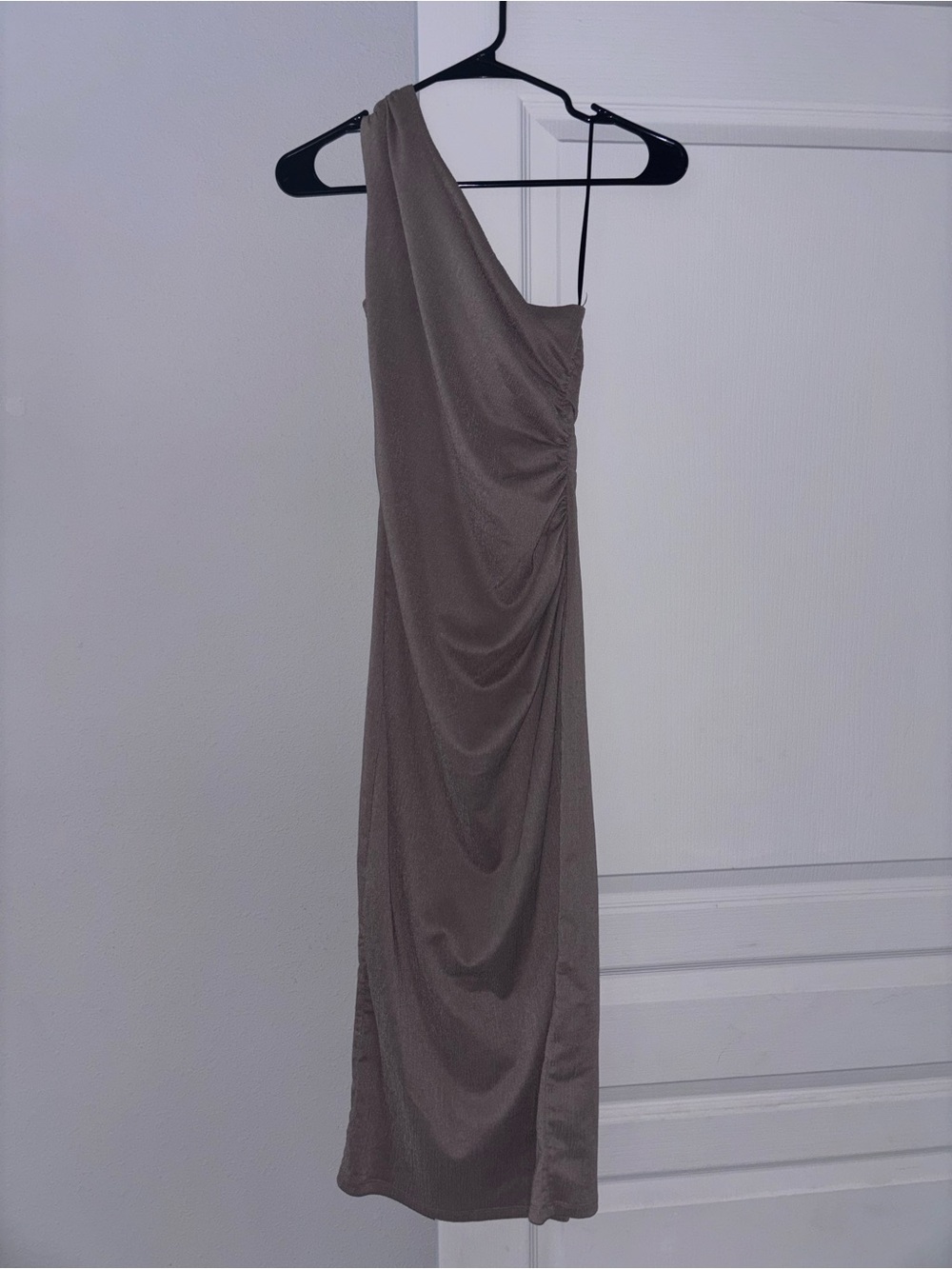 H&M One-Shoulder Taupe Dress